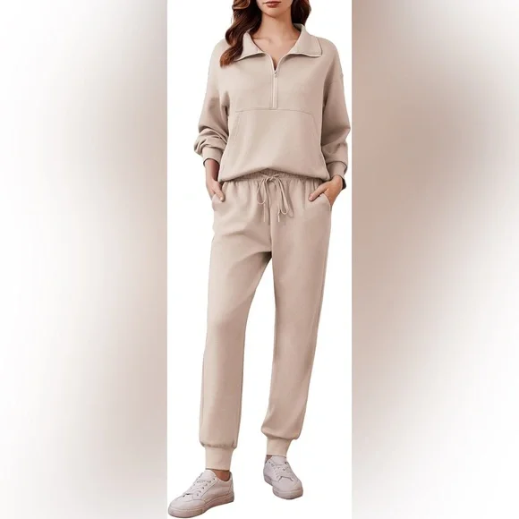 PINSPARK 2 Piece Set Long Sleeve Tracksuit Joggers Sets Half Zip Sweatsuit XL - Picture 5 of 5